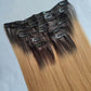 Darkest Brown Root Honey Blonde Virgin Hair Clip In Extensions 8pcs set
