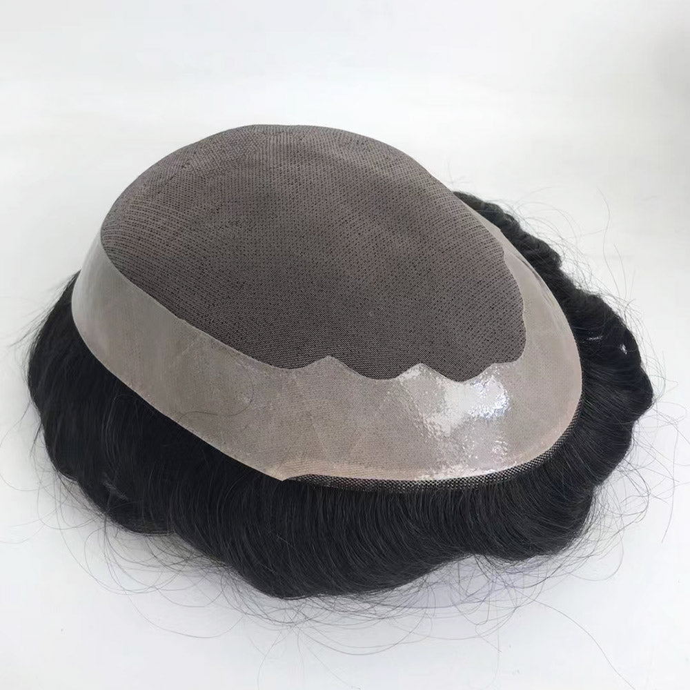 Fine Mono Lace Toupee Human Hair Replacement System Pieces