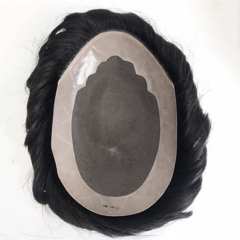 Fine Mono Lace Toupee Human Hair Replacement System Pieces