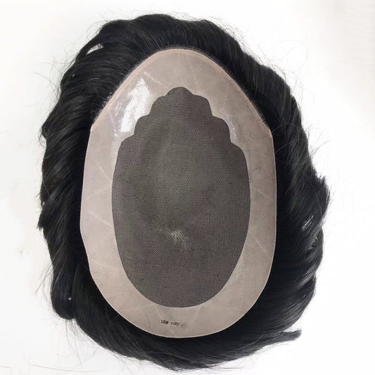 Fine Mono Lace Toupee Human Hair Replacement System Pieces