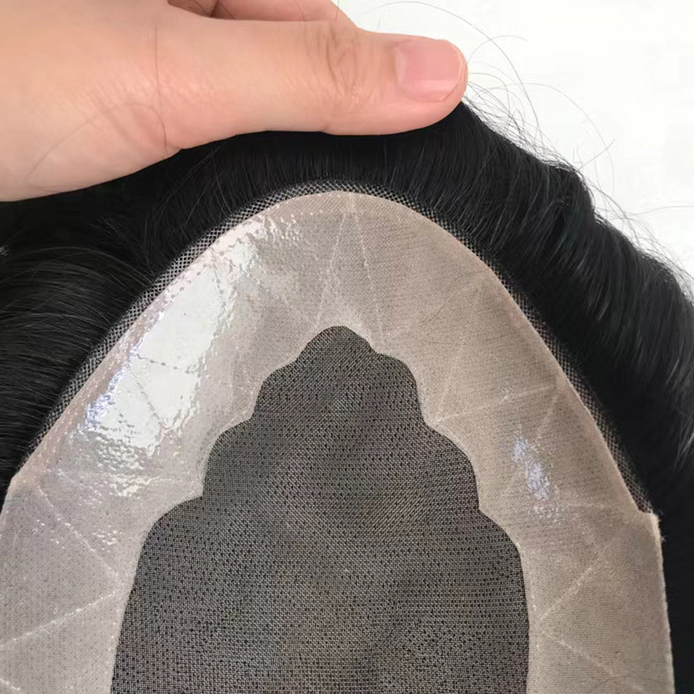 Fine Mono Lace Toupee Human Hair Replacement System Pieces