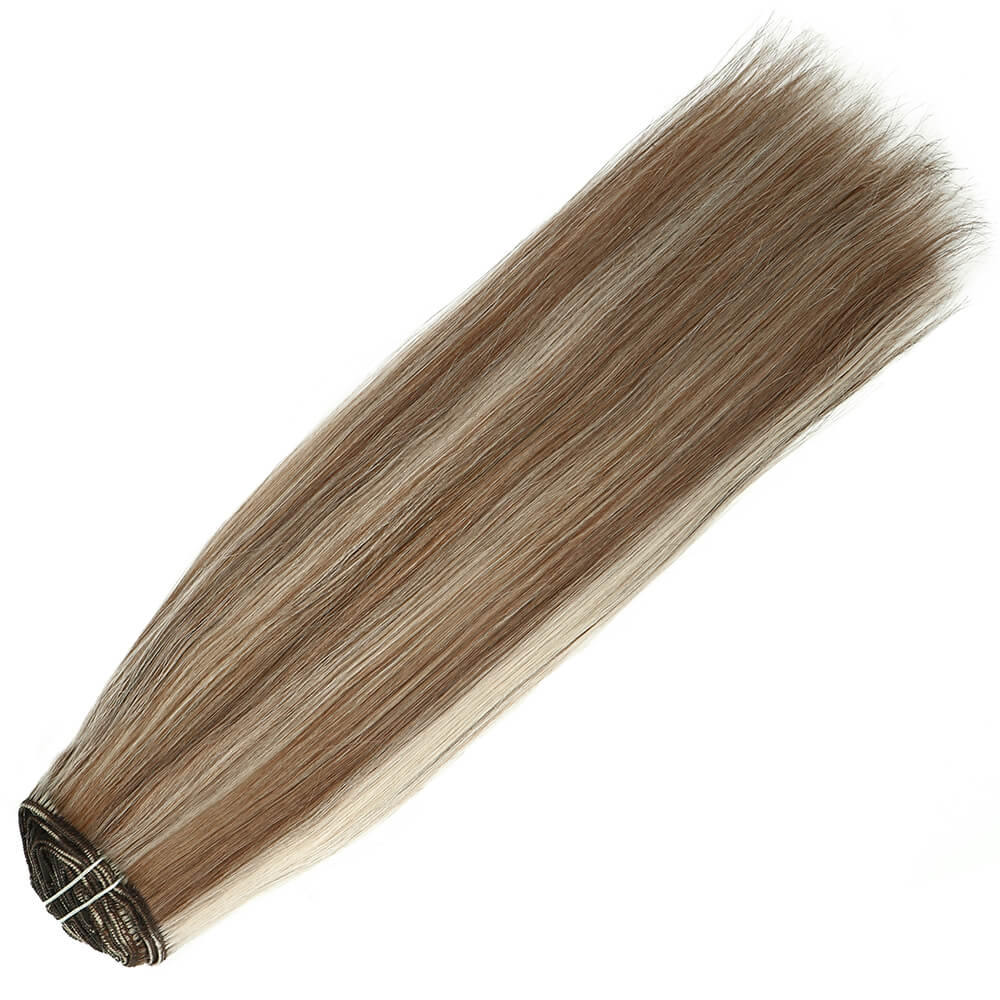 Ash Blonde with Platinum Blonde Highlights Clip In Hair Extensions 120g Set