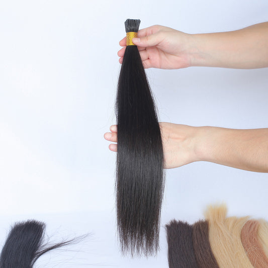 Natural Black Straight I Tip Hair Extensions