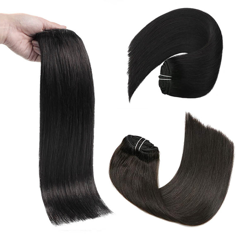 Natural Black Clip In Hair Extensions 120g set