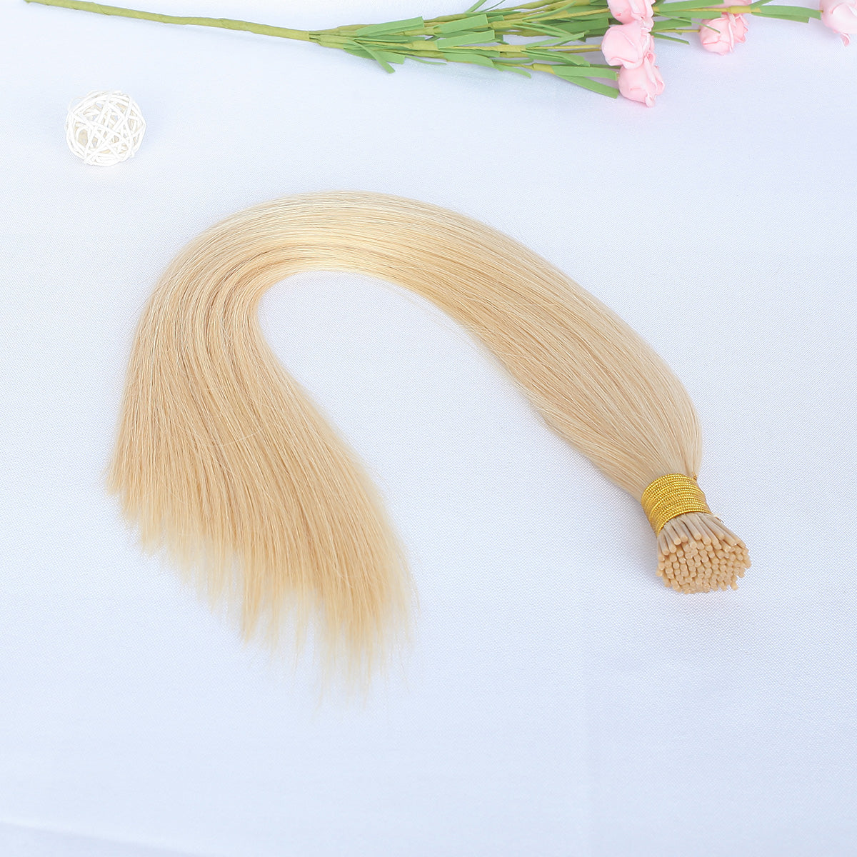 Light Ash Blonde Straight I Tip Hair Extensions