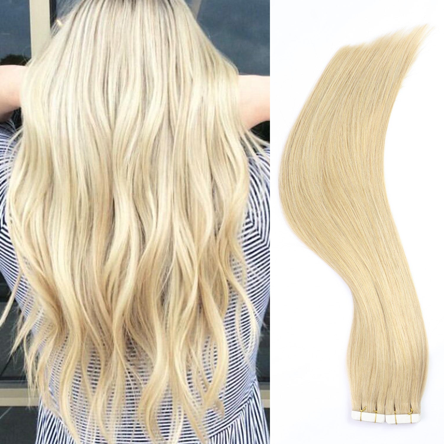 Honey Blonde Straight Tape In Hair Extensions