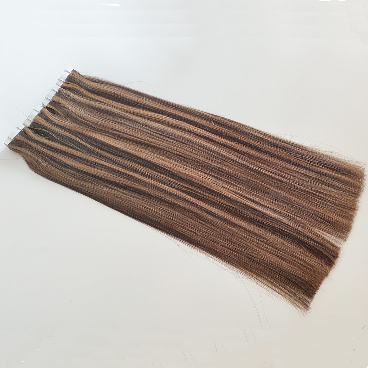 Darkest Brown with Ash Brown Highlights Tape In Remy Human Hair Extensions
