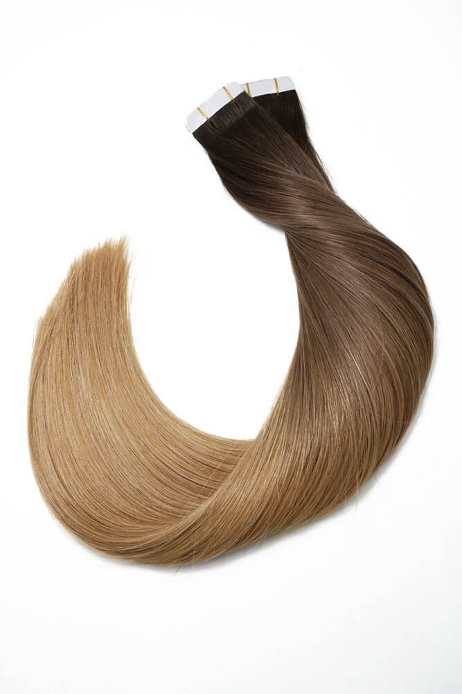 3 Colors Ombre Dark Brown to Honey Blonde Straight Tape In Hair Extensions