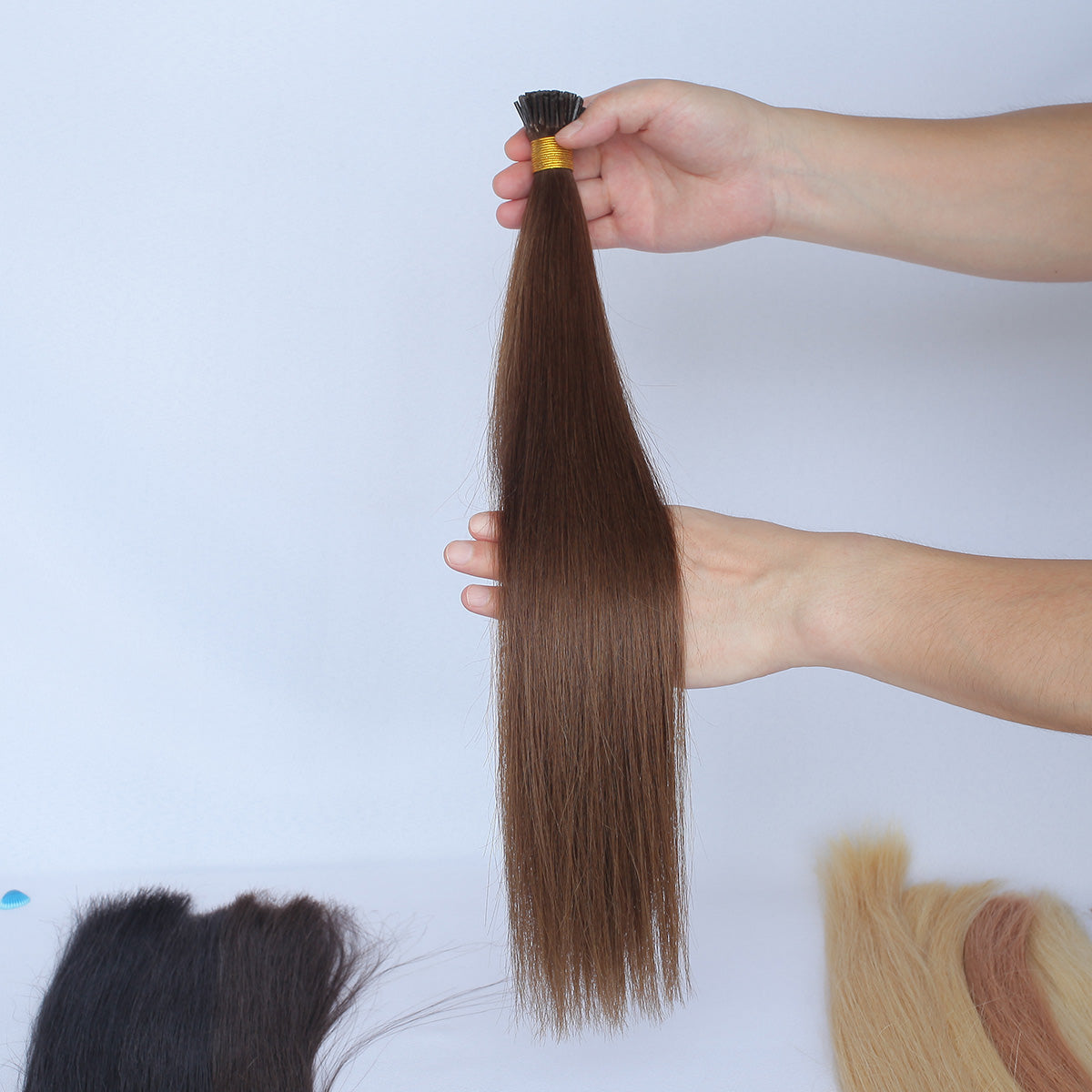 Chocolate Brown Straight I Tip Hair Extensions