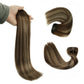 Chocolate Brown Root with Honey Blonde Highlights Clip In Hair Extensions 120g Set