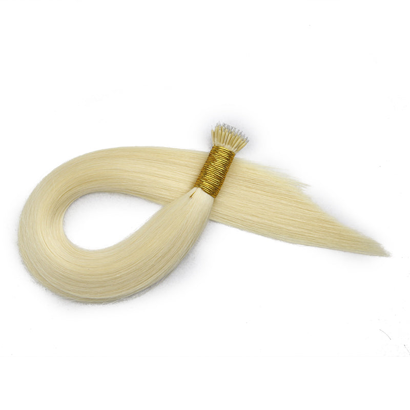 Platinum Blonde Straight Nano Ring Hair Extensions