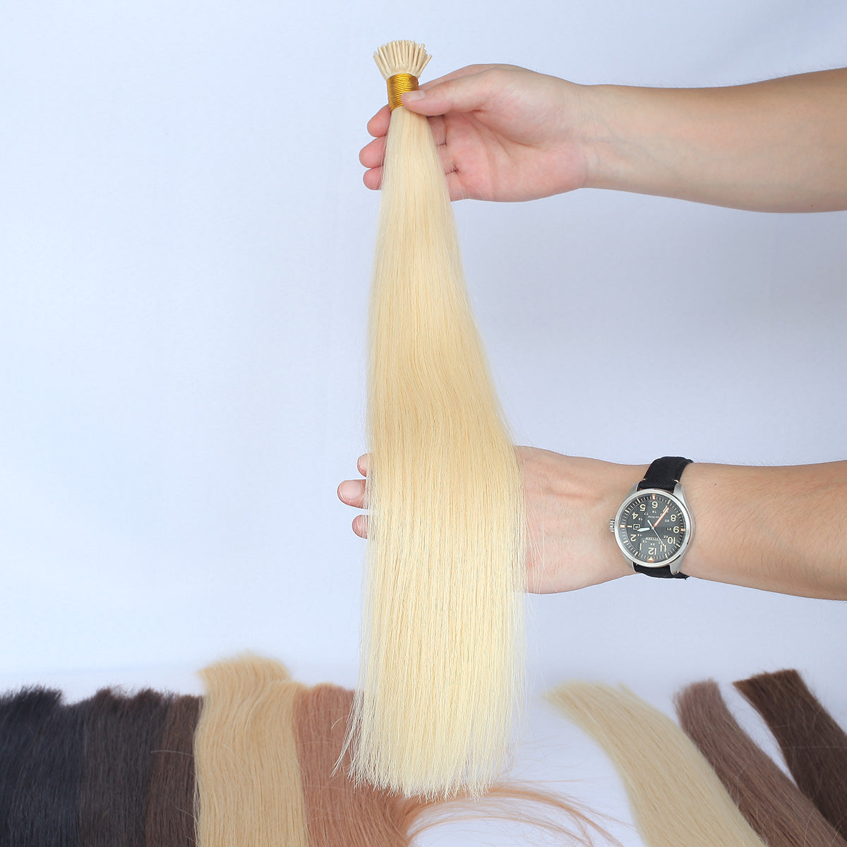 Bleached Blonde Straight I Tip Hair Extensions