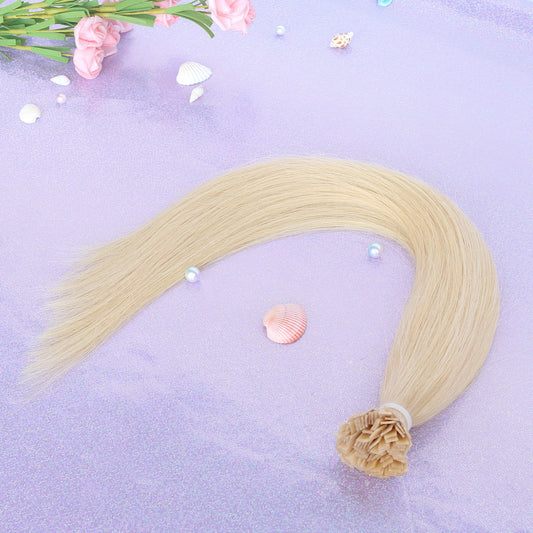 Bleached Blonde Straight Flat Tip Hair Extensions