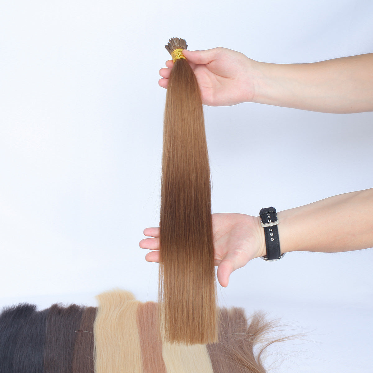 Chestnut Brown Straight I Tip Hair Extensions