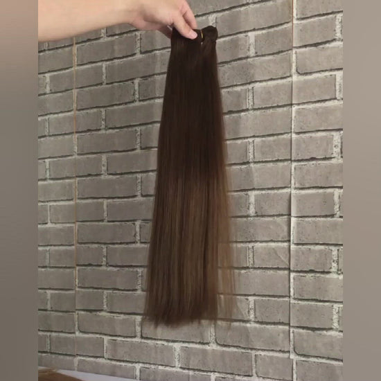 Chestnut Brown Straight Human Hair Wefts Extensions
