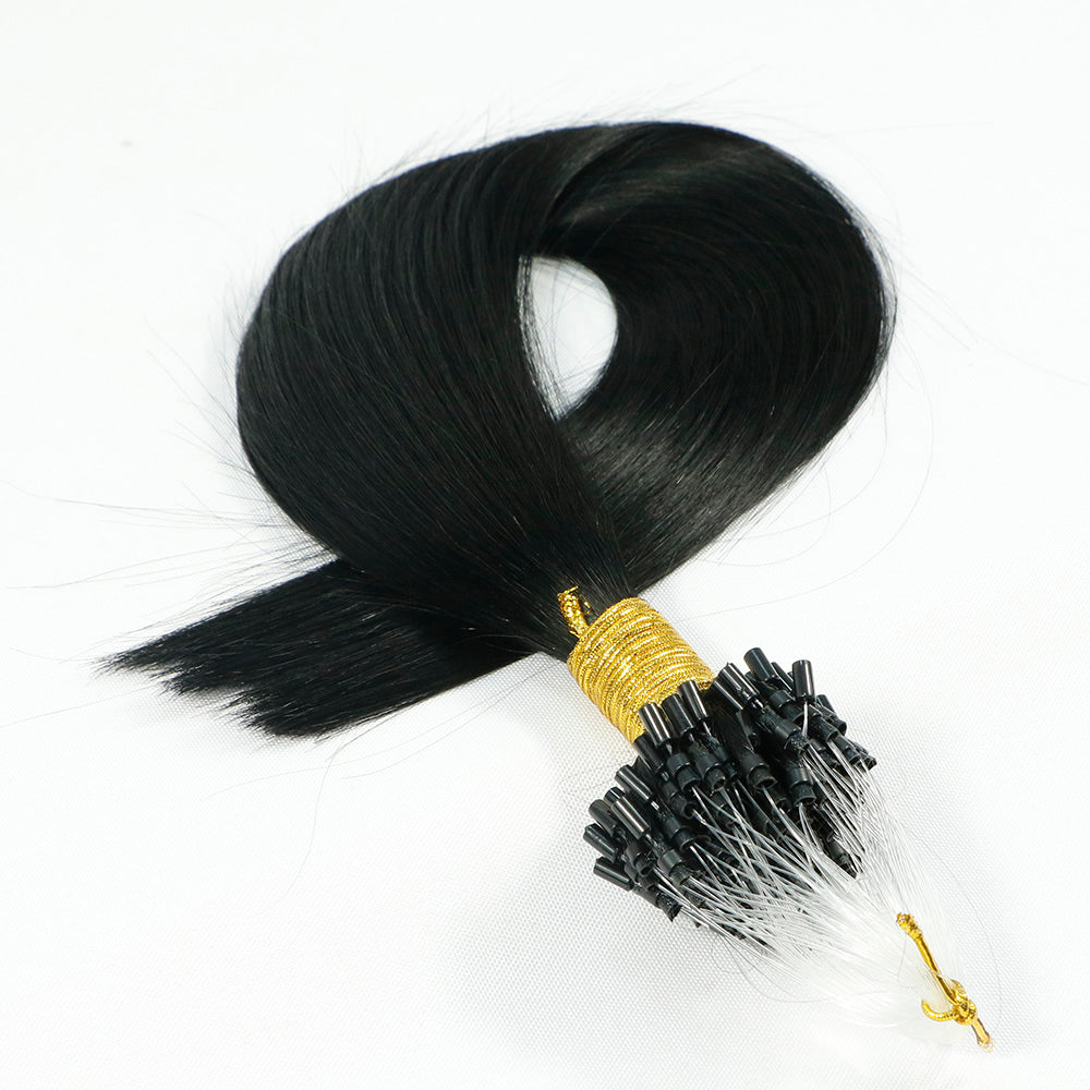 Jet Black Micro Loop Ring Hair Extensions