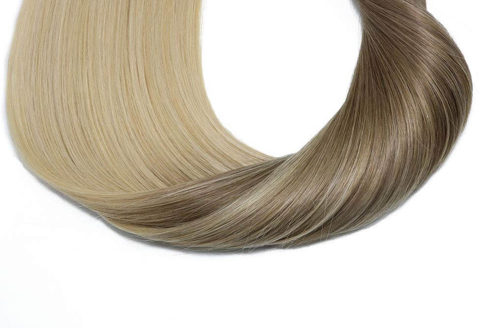 Ombre Ash Brown Fading to Platinum Blonde Straight Tape In Hair Extensions