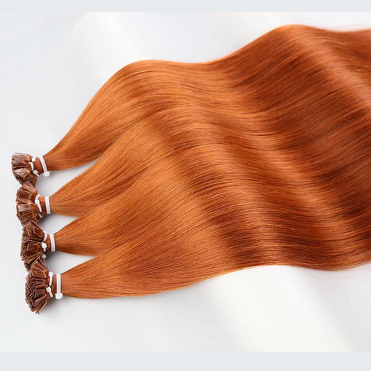 Copper Virgin Human Hair Keratin Flat Tip Extensions